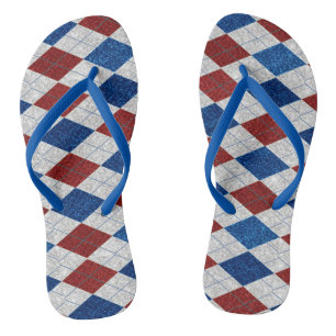 Chinelos Vermelho, Branco, Azul Argyle Glitter 4 de Julho