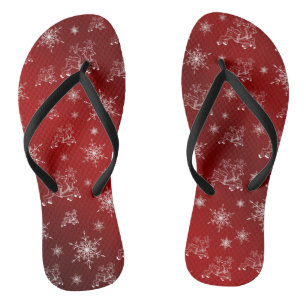 Chinelos vermelho,rena, estrela, estrelas, floco de neve, n