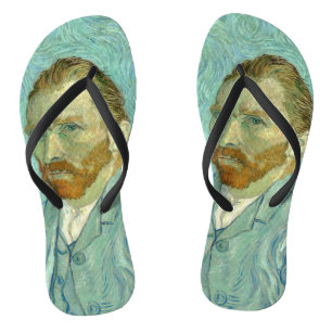 Chinelos Vincent Van Gogh autorretrato de fundo azul