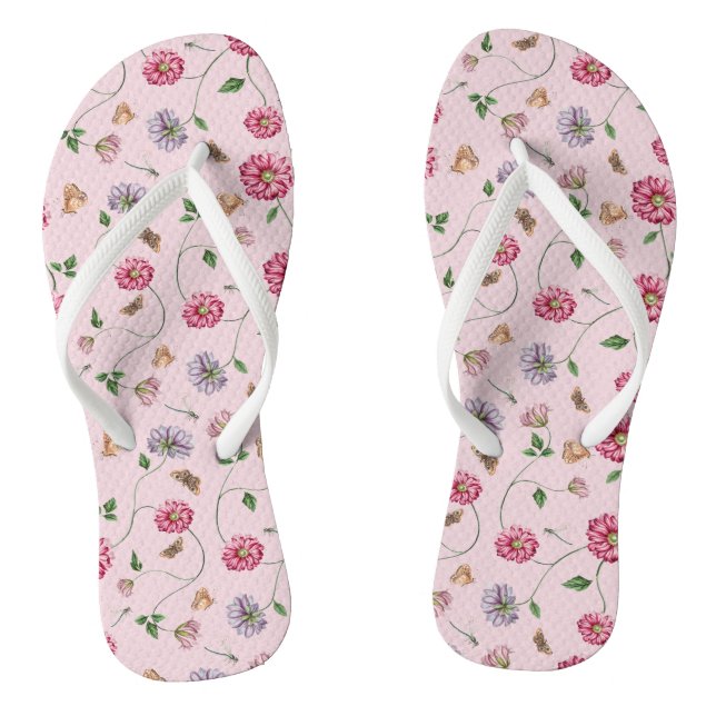 Chinelos Vinha Floral Rosa e Púrpura (Pé da cama)