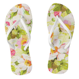 Chinelos Vintage Floral Wild Rosas Peonies Sacudir Flop