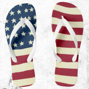 Chinelos Vintage Patriotic American Flag, 4 de julho