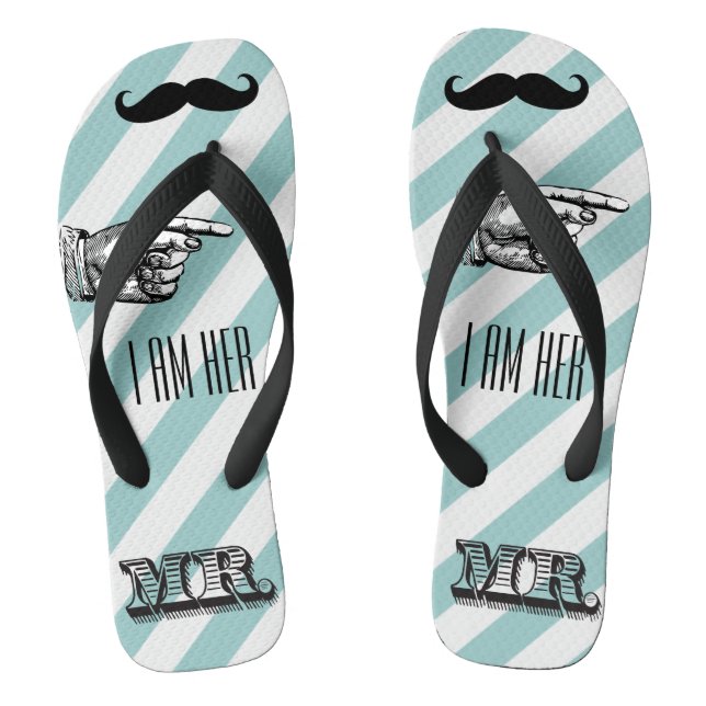 Chinelos Vintage Personalizada Eu sou Dela Sr. Stripes (Pé da cama)