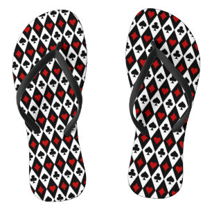 Chinelos Vintage Red Black Playing Cards Símbolos