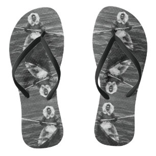 Chinelos Vintage USA Alaska eskimo e seu caiaque