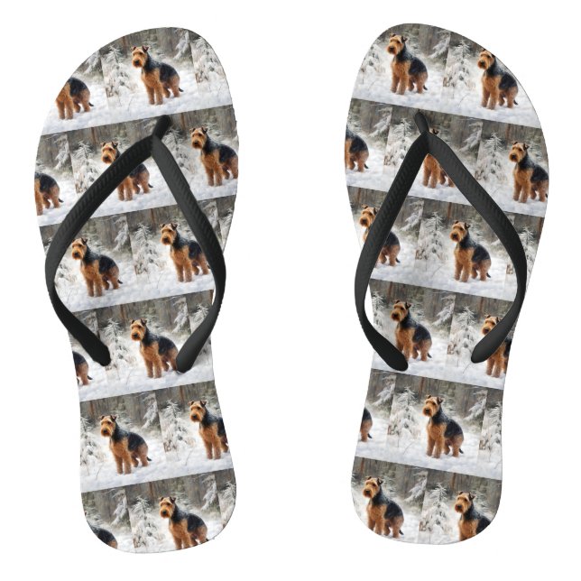 Chinelos Welsh Terrier Deixe Nevar Natal  (Pé da cama)