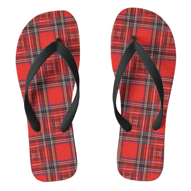 Chinelos xadrez de Tartan tecido vermelho real (Pé da cama)