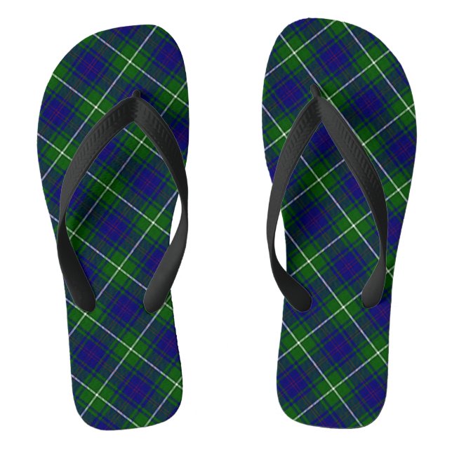Chinelos Xadrez escocesa de Tartan azul e verde (Pé da cama)