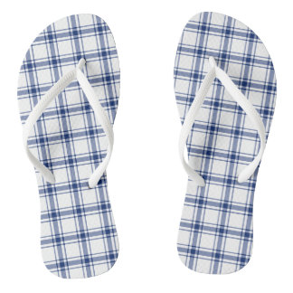 Chinelos Xadrez náutico azul e branco