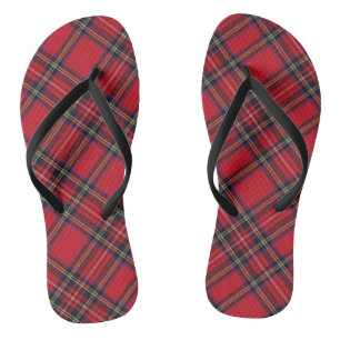 Chinelos Xadrez vermelha de Stewart tartan