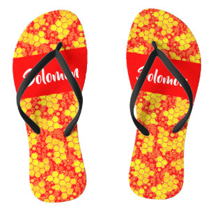 Chinelos Yellow honeycombs on red