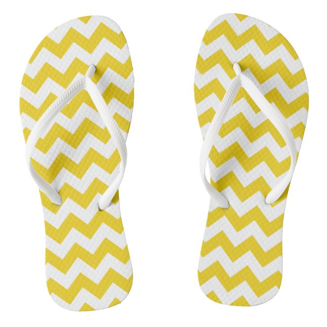 Chinelos Zigzag Amarelo, Chevron Amarelo, Padrão Geométrico (Pé da cama)