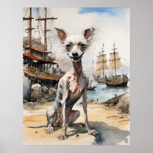 Chinês Detido - Impressão de Arte Canina