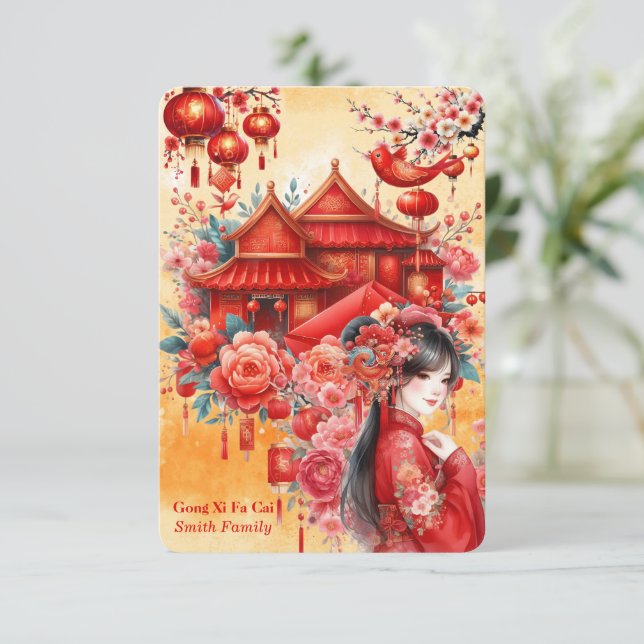 Chinês Lunar Year-Gong Xi Fa Cai-China Cultura (Em pé/Frente)