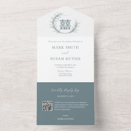 Chinês Moderno - Todos em Um Convite de Casamento