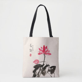 Chinês pintado com Watercolor Floral Lotus Bolsa
