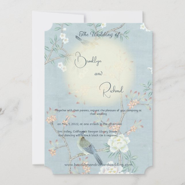 Chinês, Romântico elegante, convite para casamento (Frente)