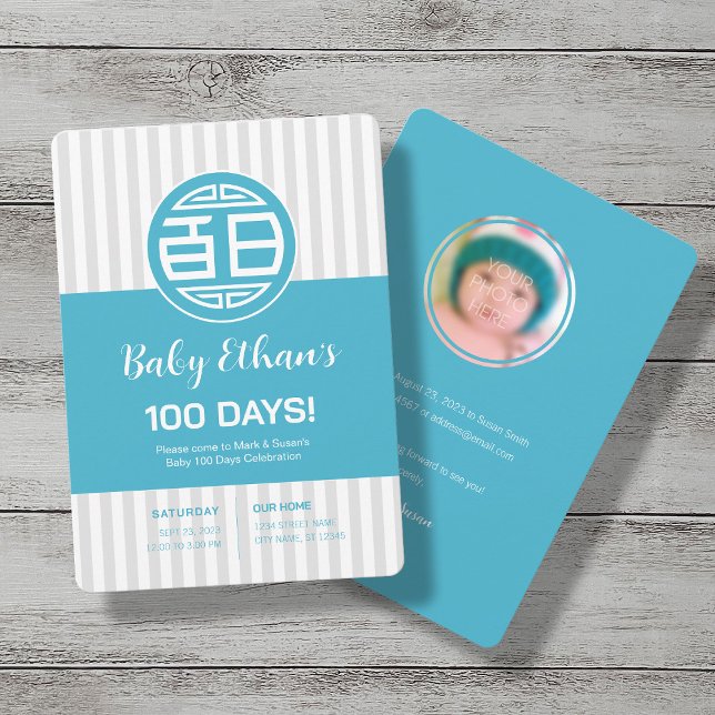 Chinês Tradicional Bebê 100 Dias 百 Convite 日 (Criador carregado)