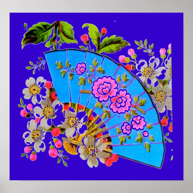 Chinese Fan Blue  Poster (Frente)