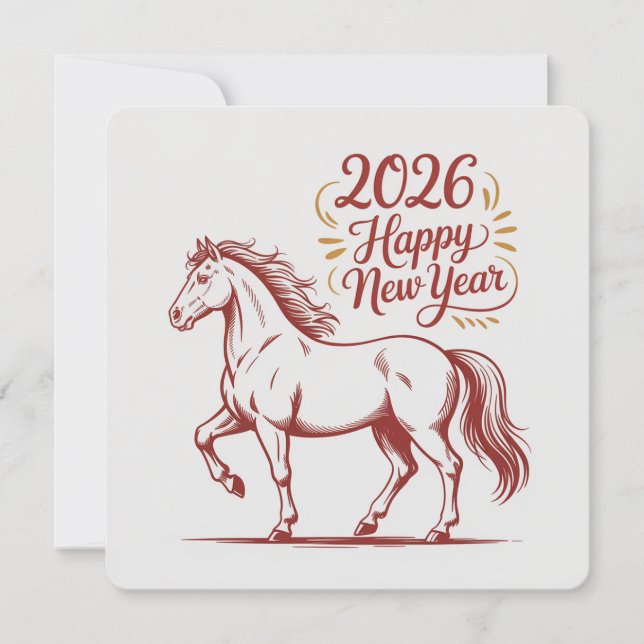 Chinese New Year 2026 Red Fire Horse Card (Frente)