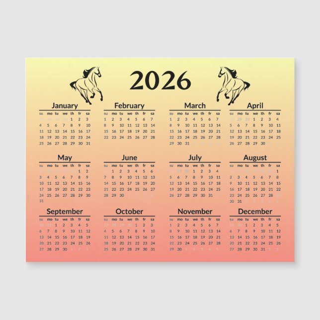 Chinese New Year of Horse 2026 Calendar  (Frente)
