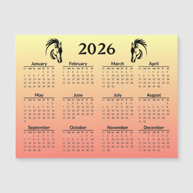 Chinese New Year of Horse 2026 Calendar  (Frente)