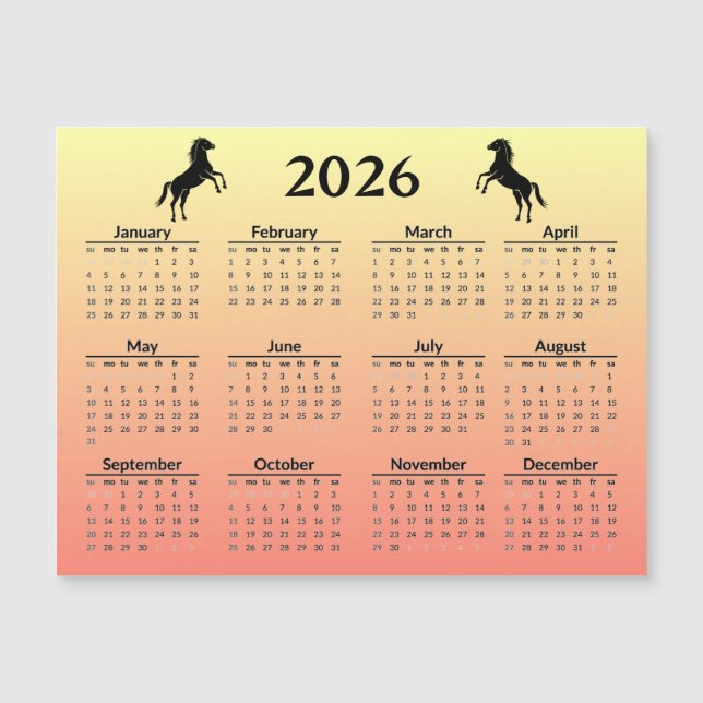 Chinese New Year of Horse 2026 Calendar  (Frente)