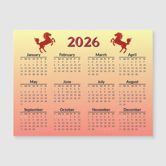 Chinese New Year of Horse 2026 Calendar  (Frente)