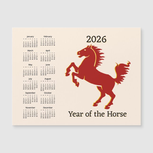 Chinese Year of the Horse Calendar Magnetic Card (Frente)