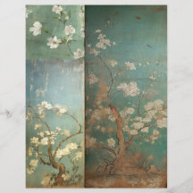 Chinoiserie Antiguidade Verde e Flores de Maçã 1