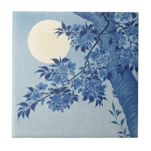 Chinoiserie Azul-Marinho Flor de Cerejeira & Lua C
