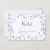 Chinoiserie Blue Victorian Floral No Menu RSVP