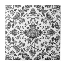 Chinoiserie Floral Preto e Branco Aquarela