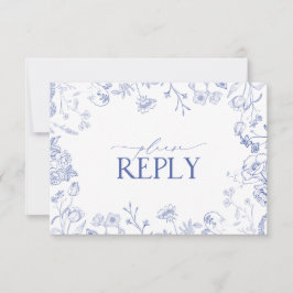 Chinoiserie França Blue Victorian Floral RSVP Card
