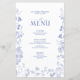 Chinoiserie French Blue Victorian WedMenu