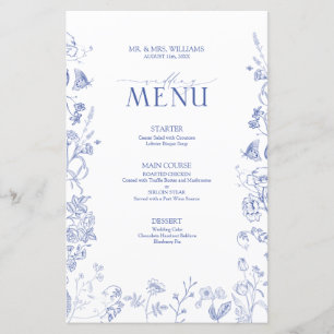 Chinoiserie French Blue Victorian WedMenu