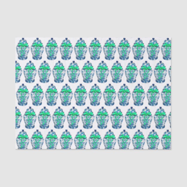 Chinoiserie Ginger Jar Jars Papel de Tecido (Frente )