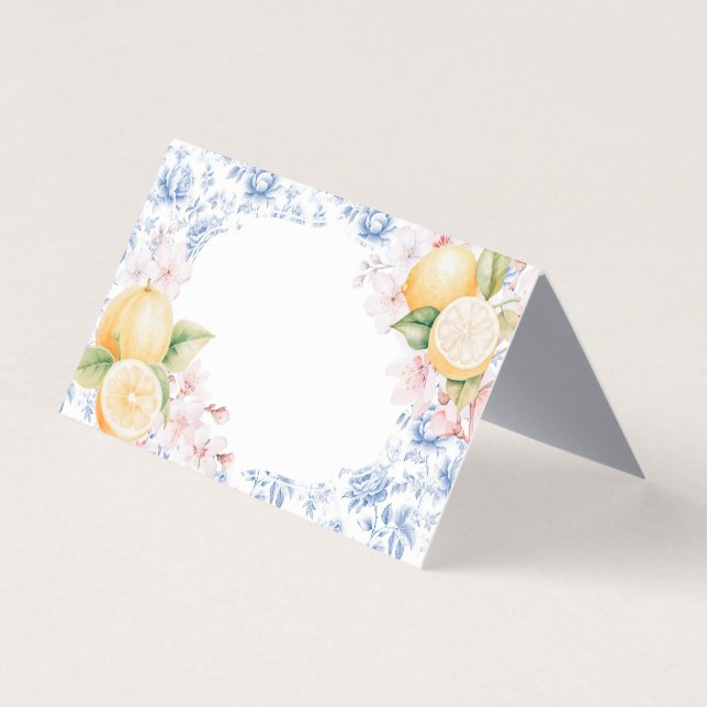 Chinoiserie Lemon Tea Party Place Card Decor (Frente)