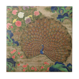 Chinoiserie Pavão Azul com Jardim de Flores Exótic