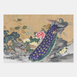 Chinoiserie Peacock com Rosa empoeirado e azul esm