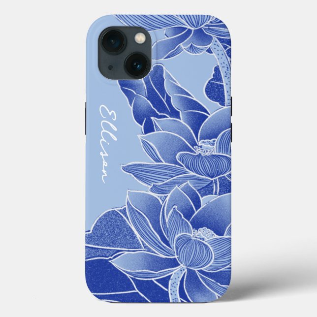 Chinoiserie personalizada Blue Lotus Mandala (Verso)