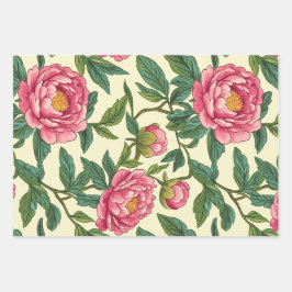 Chinoiserie rosa, verde e amarela Floral