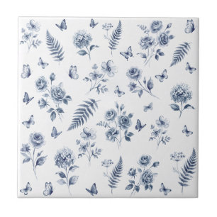 Chinoseirie padrão azul Toile de jouy francês