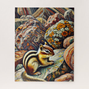 Chipmunk no Rocks 500 Piece Quebra-cabeça