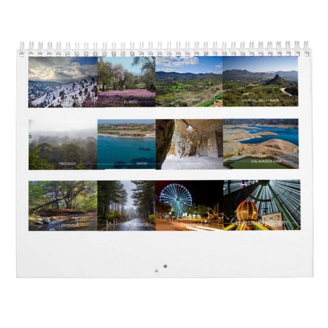 Chipre Calendário Médio de Duas Páginas, Branco (Verso)