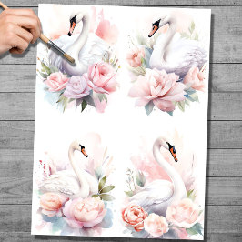 Chique Colagem do Cisne 1 - Papel de Decoupage