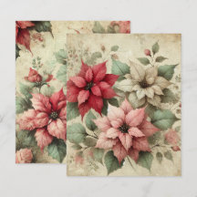 Chique Linen Poinsettias Scrapbook Paper