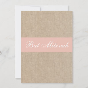 Chique Peach Burlap Bat Mitzvah Convite