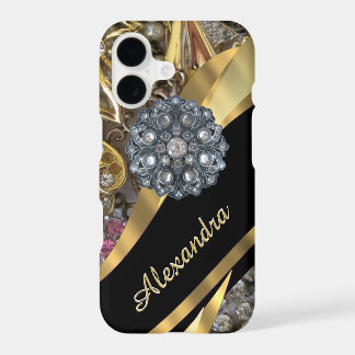 Chique personalizado elegante ouro bling de rhines
