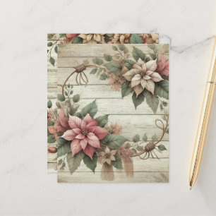 Chique Poinsettia Garland Scrapbook Paper